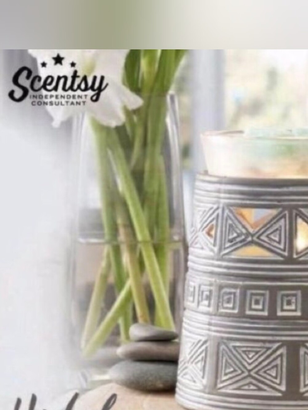 Scentsy Hidalgo Gray Geometric Wax Warmer